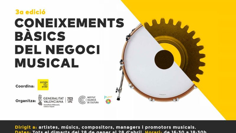 El Institut Valencià de Cultura organiza la tercera edición de ‘Conocimientos básicos del negocio musical’