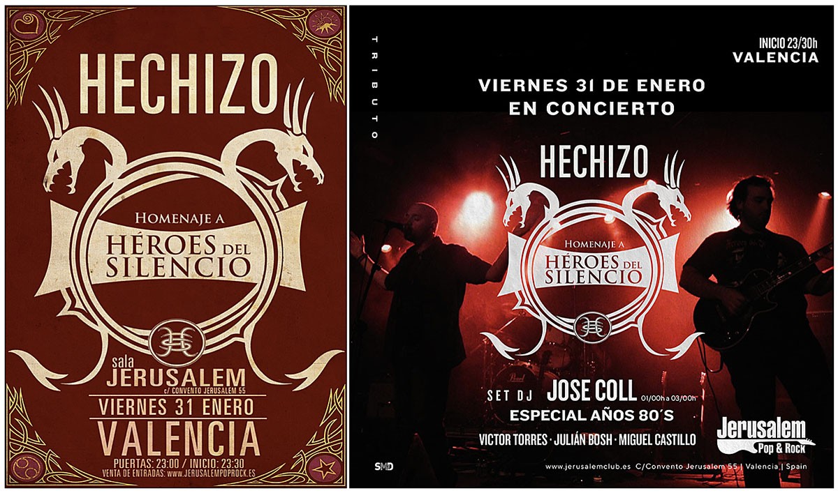 HECHIZO, El Tributo a HÉROES DEL SILENCIO, llega a la Sala Jerusalem