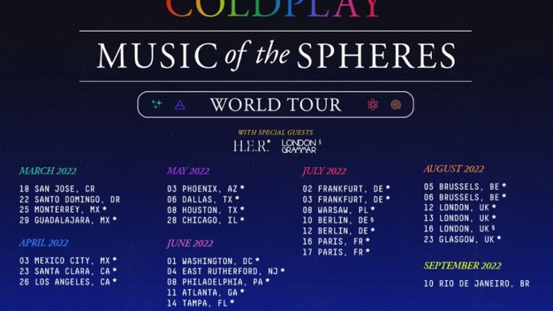 Coldplay anuncia una gira mundial de conciertos para 2022