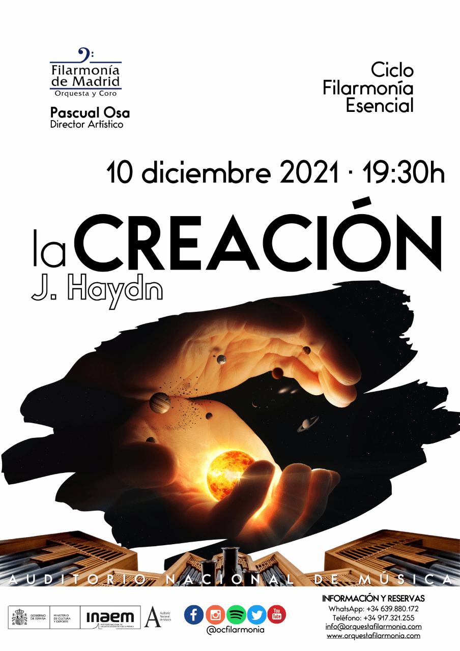 FILARMONÍA DE MADRID ADELANTARÁ LA NAVIDAD CON EL CONCIERTO DE ‘LA CREACIÓN’ DE J. HAYDN EN EL AUDITORIO NACIONAL