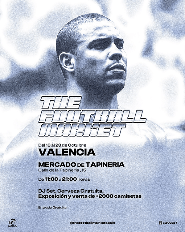 THE FOOTBALL MARKET, LA CASA DE LAS CAMISETAS VINTAGE, RARAS Y CLÁSICAS LLEGAN A VALENCIA EN OCTUBRE AL MERCADO DE TAPINERIA