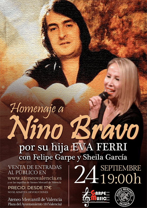 Homenaje a NINO BRAVO en Valencia por su hija Eva Ferri