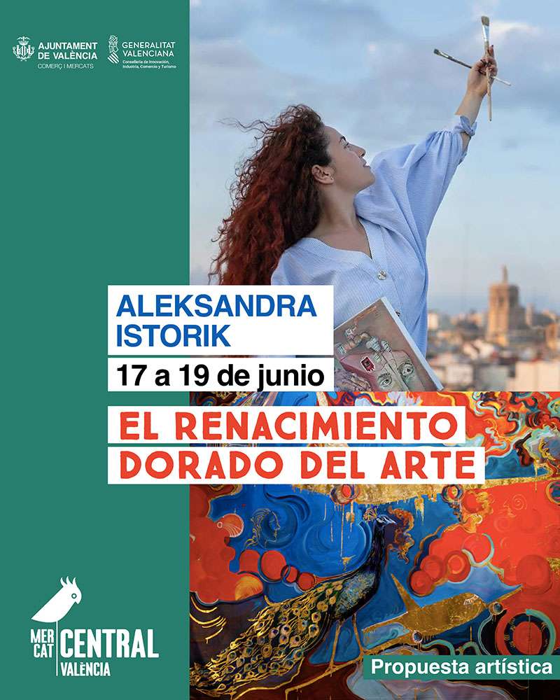 El Mercado Central acoge esta semana ‘El renacimiento dorado del arte’, de Aleksandra Istorik, una experiencia en la que la artista hispano-rusa interactuará con el público