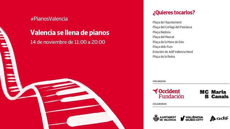 Valencia convierte ocho plazas en escenario musical con “Tu ciudad se llena de pianos”