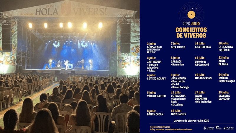Deep Purple, UB40, Ana Torroja, Juan Magán, Valeria Castro y DJ Padre Guilherme encabezan los Conciertos de Viveros 2026