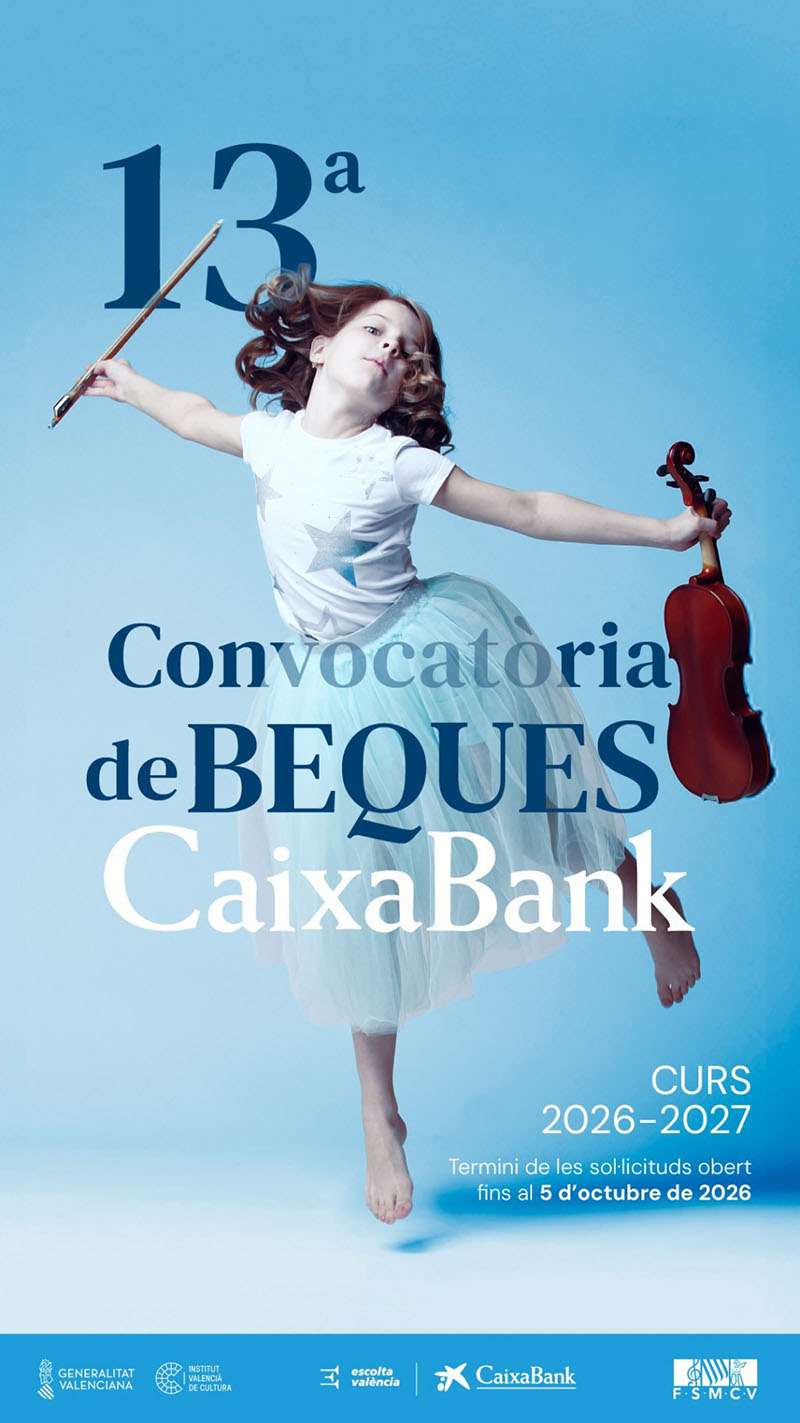 El IVC, la FSMCV y CaixaBank convocan las becas para el alumnado de escuelas de música con una dotación de 275.000 euros
