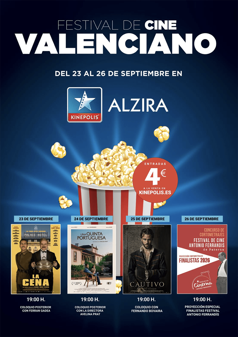 LA IV EDICIÓN DEL FESTIVAL DE CINE VALENCIANO DE KINÉPOLIS ALZIRA VUELVE A REUNIR A LOS MEJORES LARGOMETRAJES HECHOS EN LA COMUNITAT