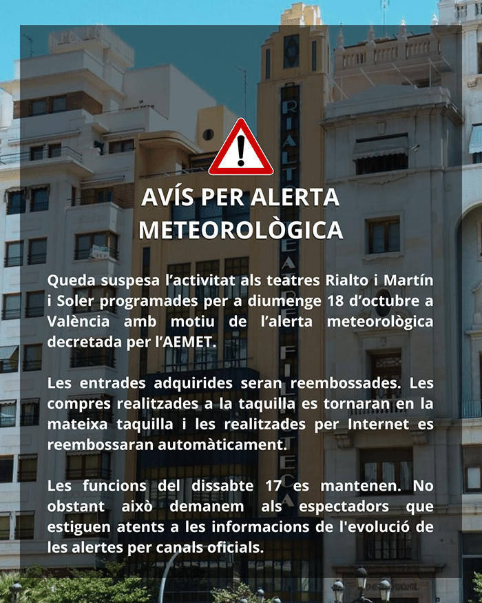 AVISO POR ALERTA METEOROLÓGICA